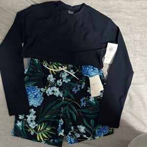 Old Navy Kids Swim Set - Navy and Blue Floral